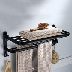 Wall Mounted Iron Towel Rack (Black Colour)
