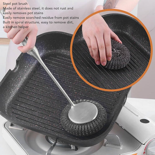 Long-Handle Dish Scrubber Brush – Rustproof & Hanging Design