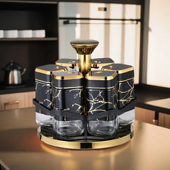 6pcs Glass Spice Jar Set (Black)
