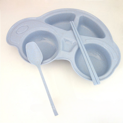 Car Shaped Kids Plate With Spoon And 2 Sticks
