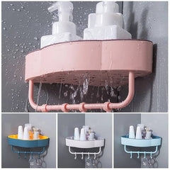 Plastic Bathroom Corner Rack With Hooks