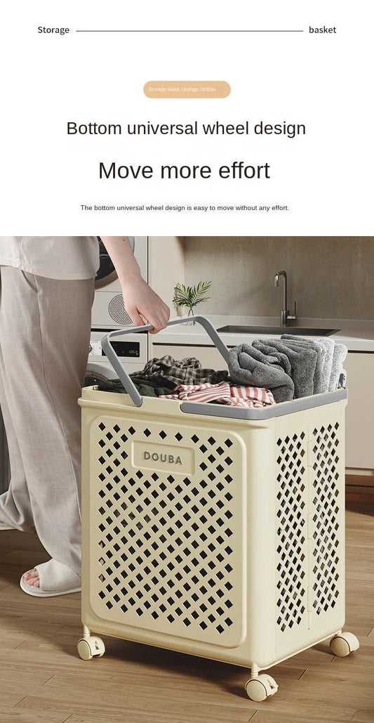 Portable Foldable Laundry Basket with Wheels | Rolling High-Capacity PP Hamper