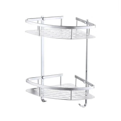2-Layer Aluminum Corner Bathroom Shelf | Wall-Mounted Shower Caddy Organizer