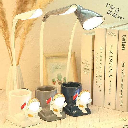 LED Desk Lamp with Penholder, Dual Light (Astronaut design)