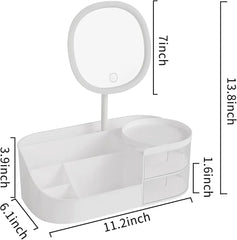 Desktop Cosmetics Storage Box With LED Mirror