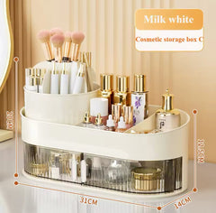 3-Layer Cosmetic Storage Organizer with Drawer — Multi-Compartment Makeup & Toiletry Storage Box
