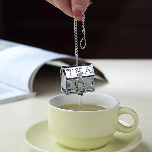 HIC House-Shaped Stainless Steel Tea Infuser with Drip Tray