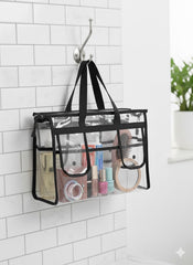 Transparent Cosmetic Bag with Compartments - Waterproof Toiletry Organizer