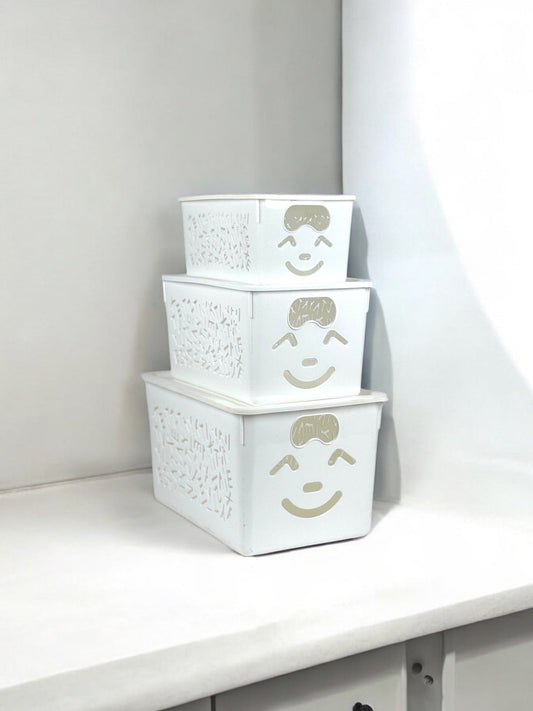3-Piece Smiley Storage Basket with Lids