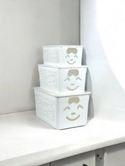 3-Piece Smiley Storage Basket with Lids