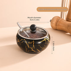 Stainless steel seasoning jar with spoon