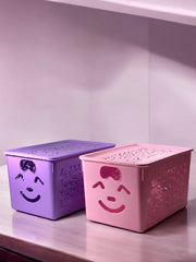 3-Piece Smiley Storage Basket with Lids
