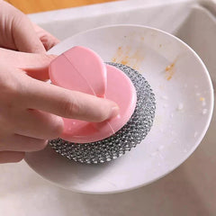 Wire Ball Dish Cleaning Brush with Handle