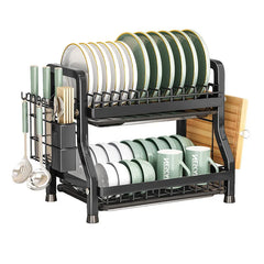 Double Layer Metal Kitchen Dish Storage Rack (Imported)