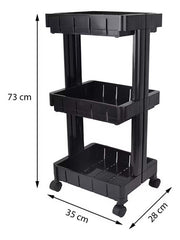 3-Tier Rolling Multi-Purpose Storage Rack with Wheels (HEAVY PLASTIC QUALITY)