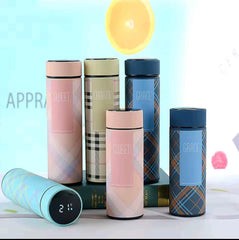 Checkered Design Stainless Steel Temperature Water Bottle 500ml