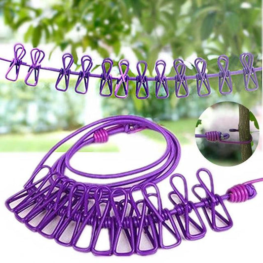 Clothesline with 12 Metal Clips