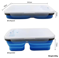 Collapsible Foldable Silicone Lunch Box With Spoon