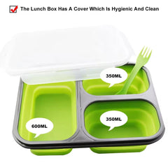 Collapsible Foldable Silicone Lunch Box With Spoon