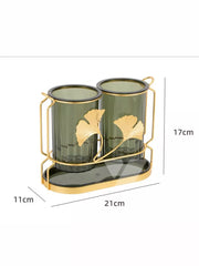 Acrylic Gold Design Cutlery Holder