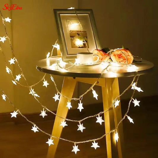 Star Shaped String Lights For Decoration (12ft length)