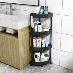 4-Layer Corner Storage Rack – Multipurpose Plastic & Metal Rod Organizer