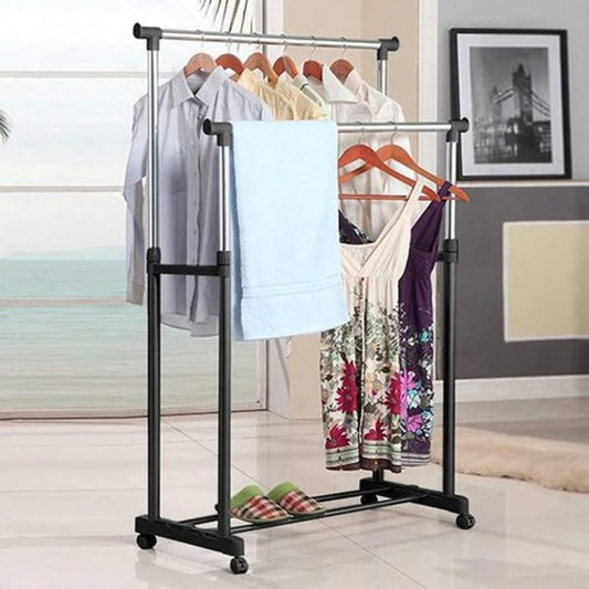 Double-Pole Clothes Rack