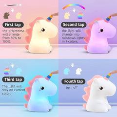 Silicone Unicorn Night Light – Rechargeable & Color-Changing Touch Lamp