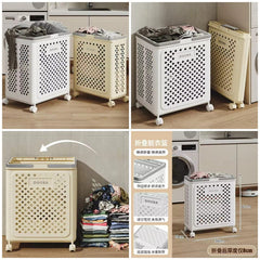 Portable Foldable Laundry Basket with Wheels | Rolling High-Capacity PP Hamper