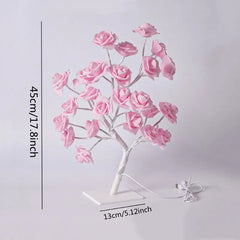 LED Rose Tree Night Light – Pink