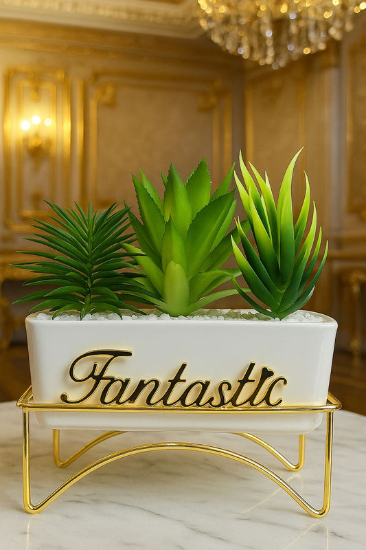 Decoration Plant With Golden Stand (Fantastic Design)