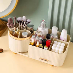 360° Rotating Cosmetic Storage Box — Multi-Compartment Makeup Organizer