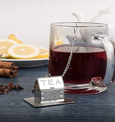 HIC House-Shaped Stainless Steel Tea Infuser with Drip Tray