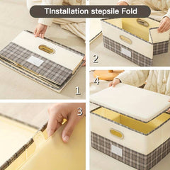 Space-Saving Fabric Storage Basket With Lid (Large Size)