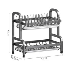 Double Layer Metal Kitchen Dish Storage Rack (Imported)