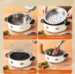 Portable Barbecue Grill With Korean Charcoal Stove