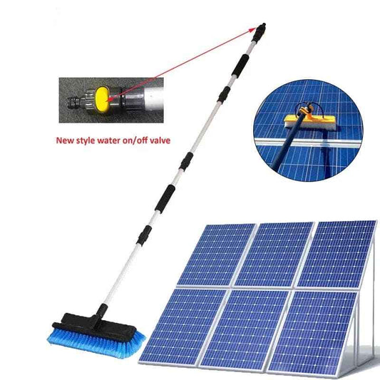 Telescopic Solar Panel & Window Cleaning Brush – Extendable Cleaning Tool with Water Switch