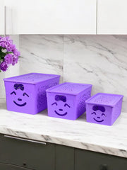 3-Piece Smiley Storage Basket with Lids