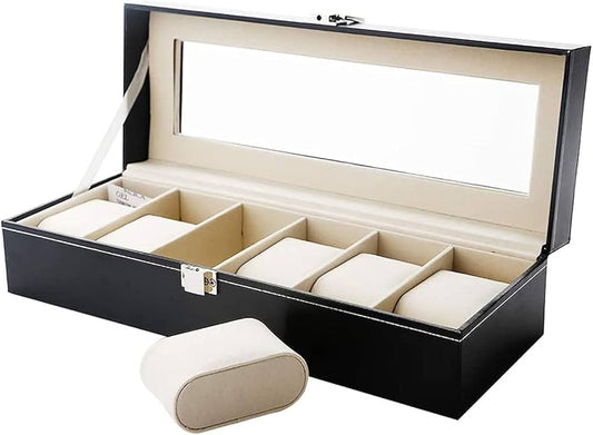 Watch Case With Glass Lid (Six Slot imported)