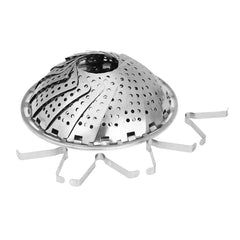 Folding stainless steel steaming tray