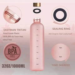 Frosted Motivational 1 Litre Water Bottle With Time Marker