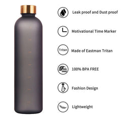 Frosted Motivational 1 Litre Water Bottle With Time Marker