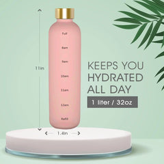 Frosted Motivational 1 Litre Water Bottle With Time Marker
