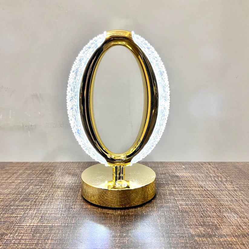 Gold-Plated Side Table Lamp with Multicolor Lighting