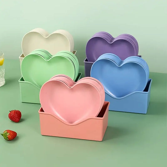Heart Shape Plate 10 Pcs Set