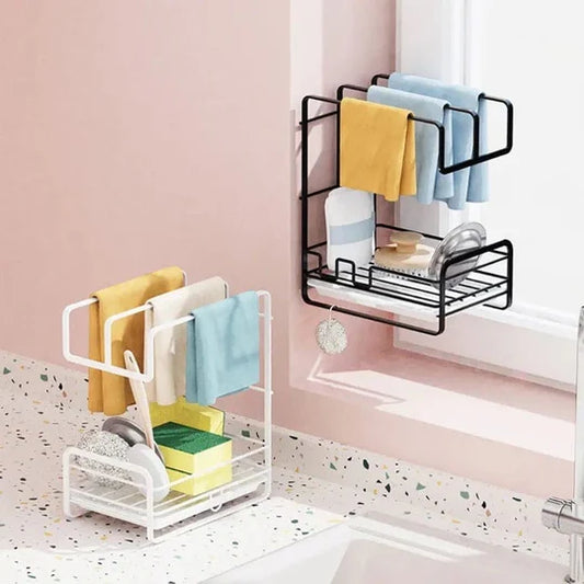 Iron Kitchen Sink Caddy With Towel Stand