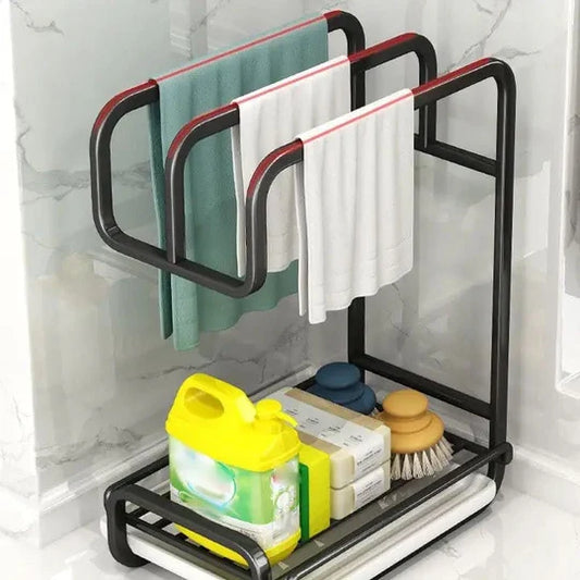 Iron Kitchen Sink Caddy With Towel Stand