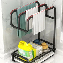 Iron Kitchen Sink Caddy With Towel Stand
