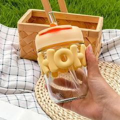 Pearl Glass Tumbler with Straw