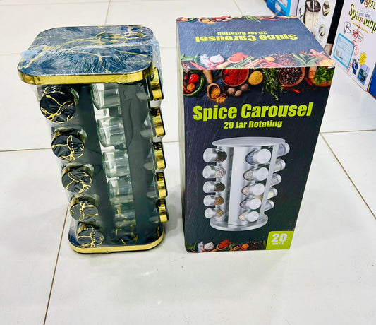 SPICES CAROUSEL JAR 360 Degree ROTATING MARBLE PRINTED (20 jars)